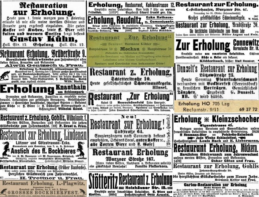 Alte Leipziger Erholungs-Anzeigen – Geheimtipp Leipzig